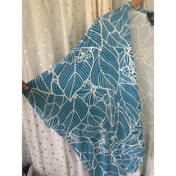 A-Line Hawaiian Aloha Tropical Leaves Floral Dolman Sleeve Open Cardigan XL - Picture 3 of 6